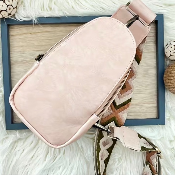 Pink Sling Crossbody Vegan Leather Bag - Picture 2 of 4